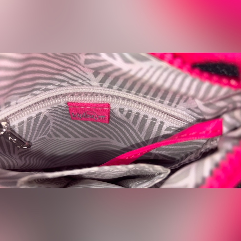 Kipling | Keiko | Crossbody | Mini | Vibrant | Neon | Pink | Nylon | Adjustable - Picture 7 of 10